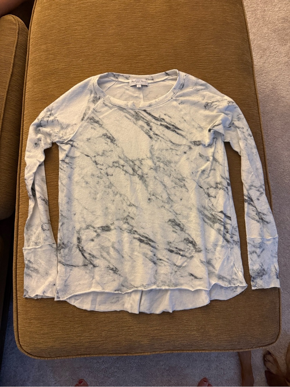 Michael Stars Marble-Print Top - White & Gray